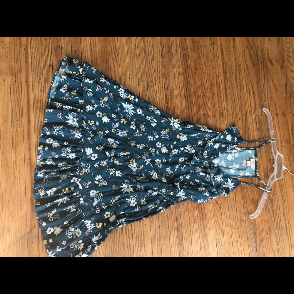 Teal floral wrap dress
